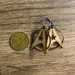 Laser cut wood Star Trek earrings